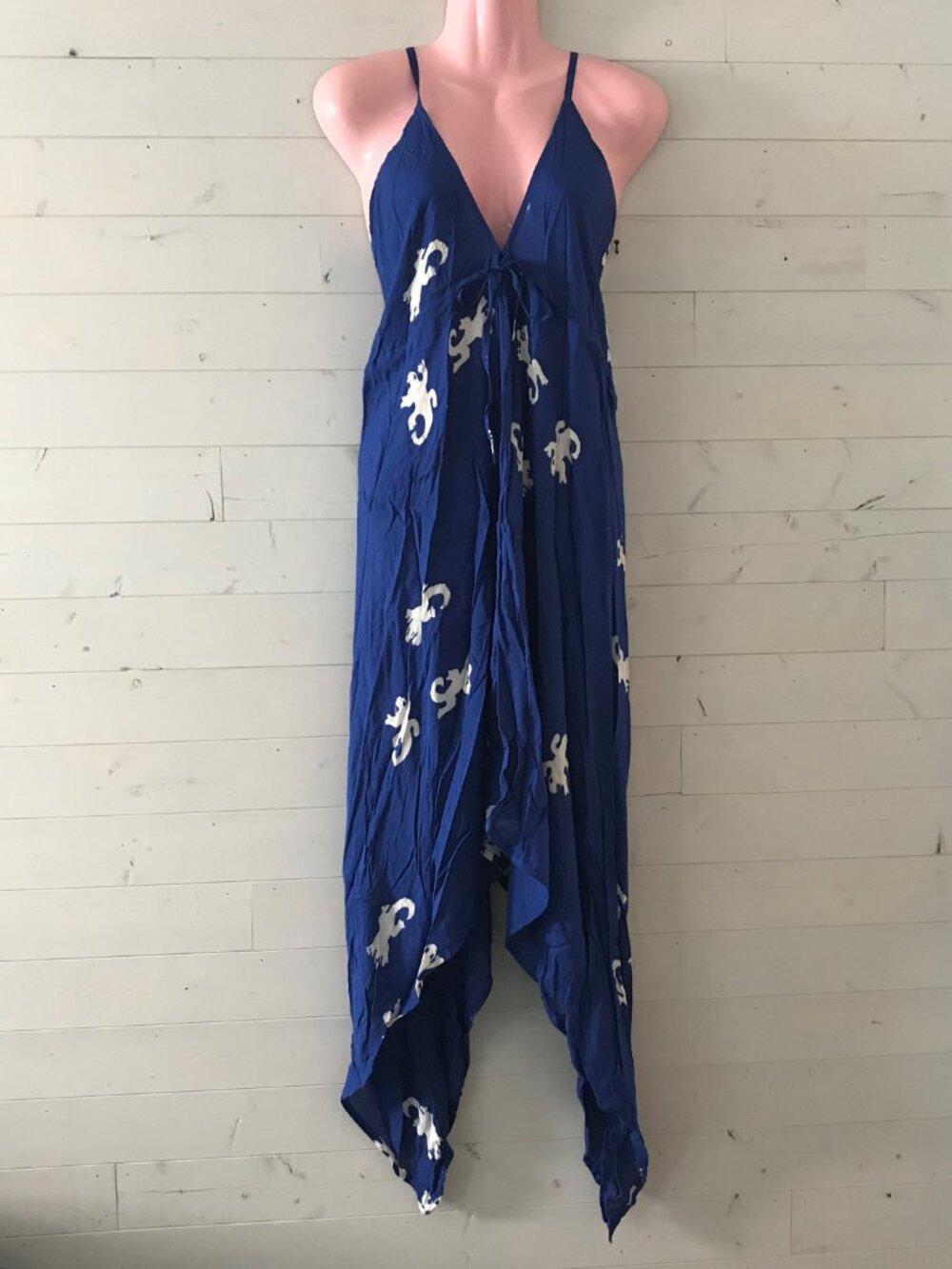 Summer Slip Dress with Spaghetti Straps Blue